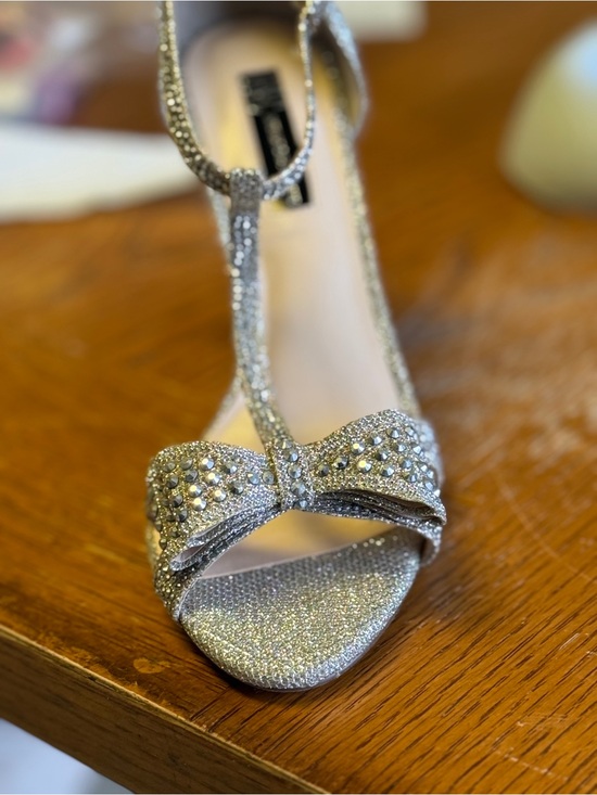 INC International Concepts Shoes - INC Sparkling Silver T-Strap Evening Sandal with Bow